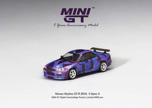 Mini GT - Nissan Skyline GT-R R34 V-Spec II 5 Year Anniversary Limited Edition (9999Pcs)